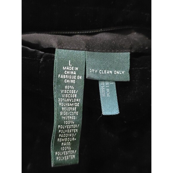 Lauren Ralph Lauren Black Reversible Puffer Velour Velvet Women Size Large - Picture 7 of 8